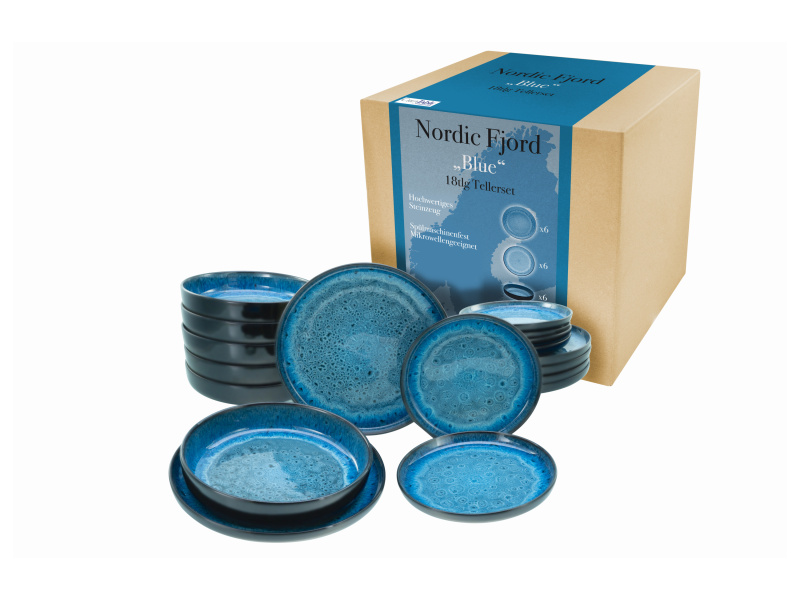 Creatable Sada nádobí Nordic Fjord (18dílná sada talířů, modrá)