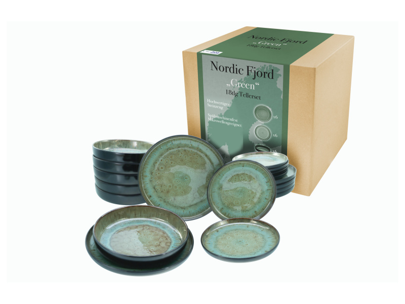 Creatable Sada nádobí Nordic Fjord (18dílná sada talířů, zelená)
