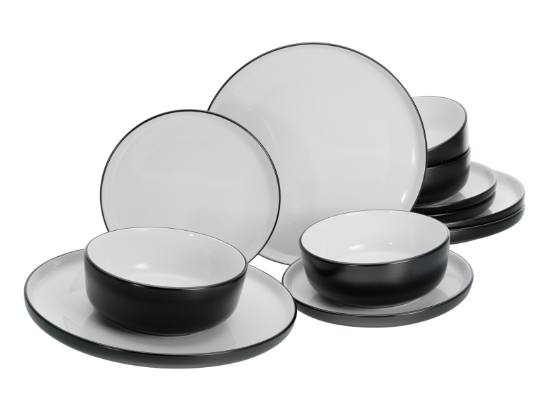 Creatable Jídelní servis Nordic Cool Black (12dílná sada talířů)