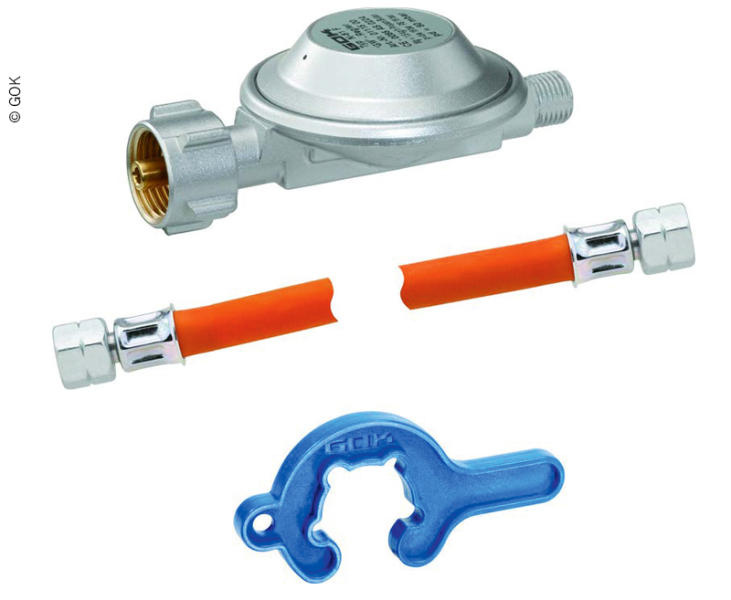 GOK Sada regulátoru tlaku plynu 50 mbar a hadice 80 cm pro připojení spotřebičů