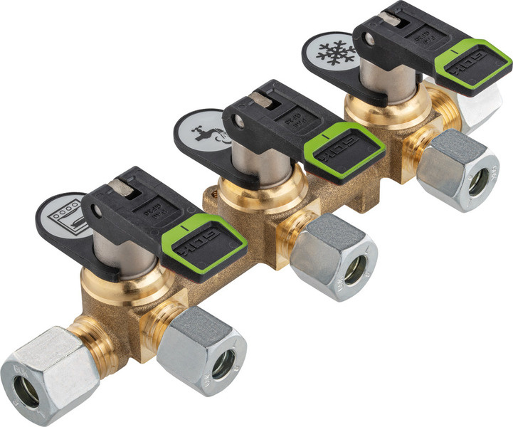 GOK Třícestný uzavíratelný ventil GOK, typ KSV - vstup 8 mm, výstupy 8 mm