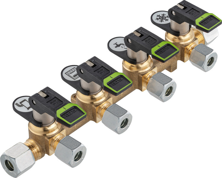 GOK Čtyřcestný uzavíratelný ventil GOK, typ KSV - vstup 8 mm, výstupy 8 mm