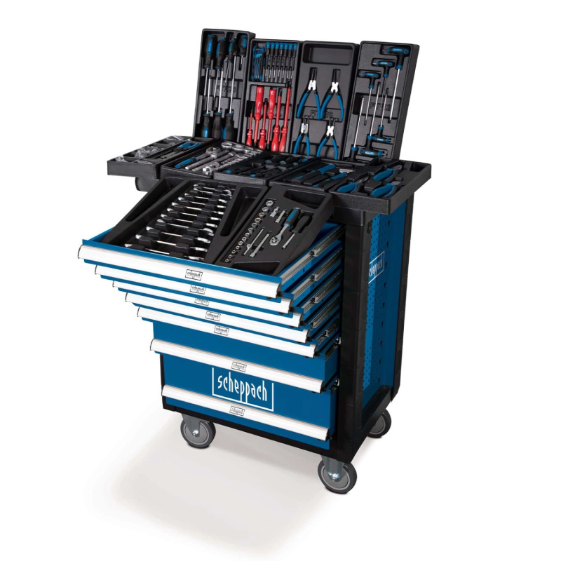 Scheppach TW 1000 - dílenský vozík s nářadím, 7 zásuvek, 263 dílů