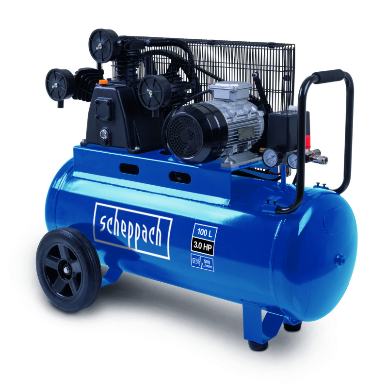 Scheppach HC 550 tc - olejový tříválcový řemenový kompresor 100 l