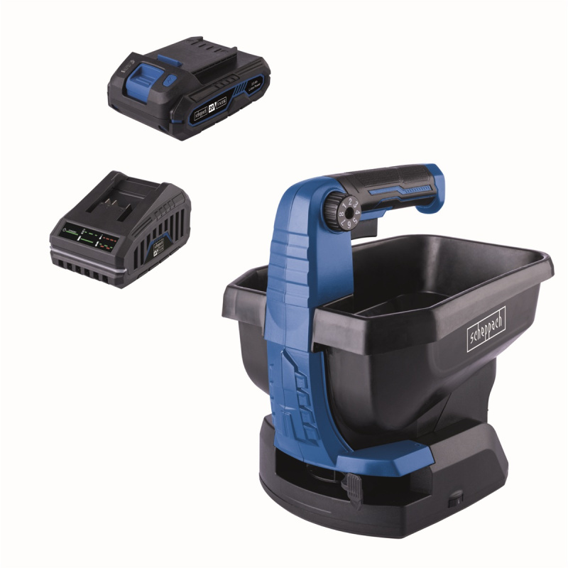 Scheppach C-GSP800-X-SET S 20V IXES - akumulátorové rozmetadlo (s 2 Ah akumulátorem a nabíječkou 2,4 A)