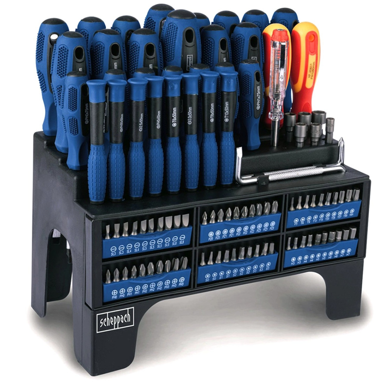 Scheppach SDB 100-2 - sada 100 ks šroubováků a bitů