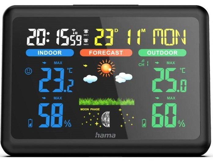 Meteorologická stanice Hama Color / dosah 50 m / černá Varianta: ivi1