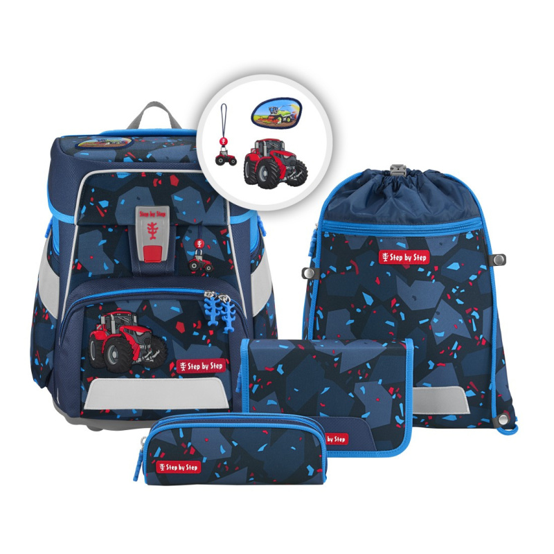 Školní aktovka SPACE pro prvňáčky - 5-dílný set, Step by Step Tractor Freddy, certi