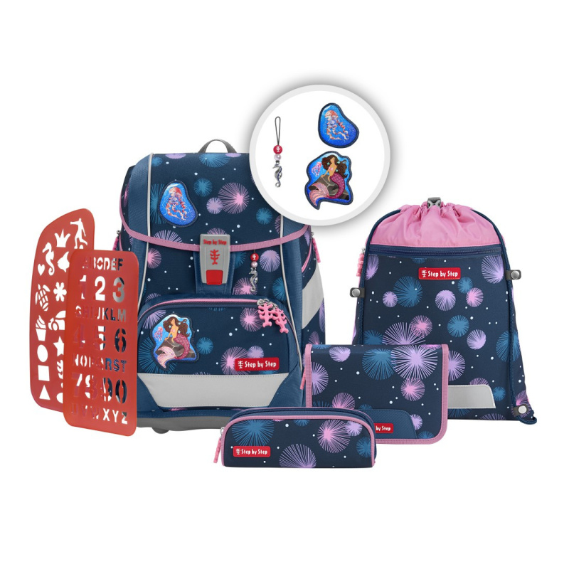 Školní aktovka/batoh 2IN1 PLUS pro prvňáčky – 6dílný set, Step by Step MERMAID DE