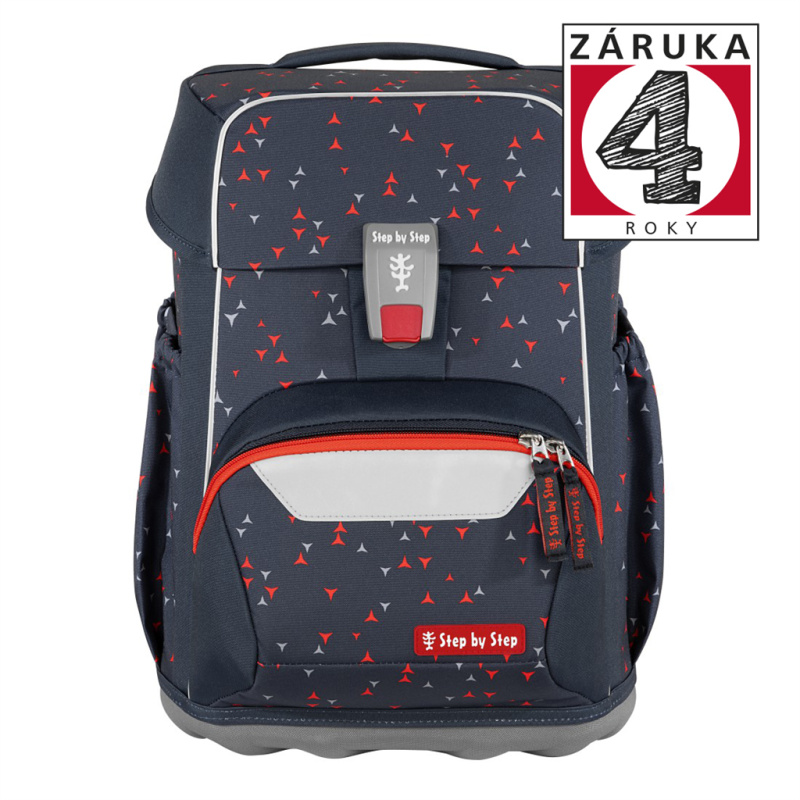 Školní aktovka pro prvňáčky – 4 dílný set, Step by Step BASIS Anthrazit Triangles, AGR