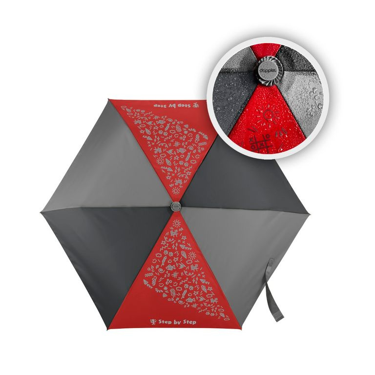 Dětský skládací deštník s magickým efektem, Magic Rain Effect, červený