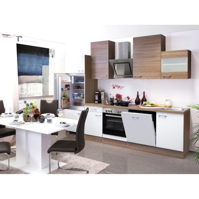 Flex-Well Kuchyně Florida 280 cm/typ 4-lednice/trouba/varná deska/digestoř/myčka