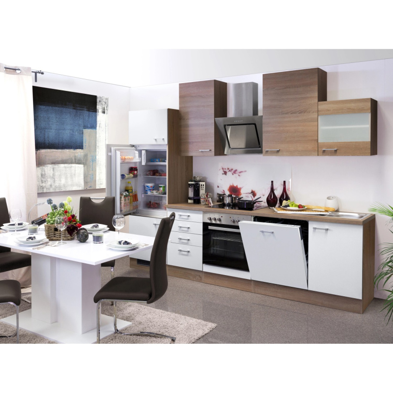 Flex-Well Kuchyně Florida 280 cm/typ 5-lednice/trouba/varná deska/digestoř/myčka