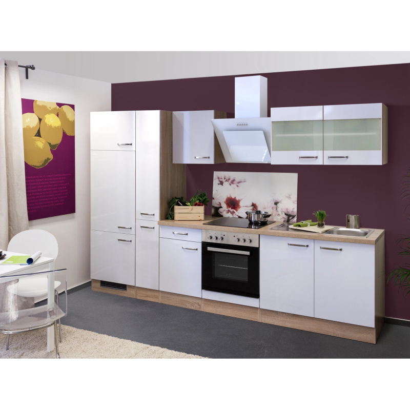 Flex-Well Kuchyně Valero 300 cm/typ 1 - lednice/trouba/varná deska/digestoř