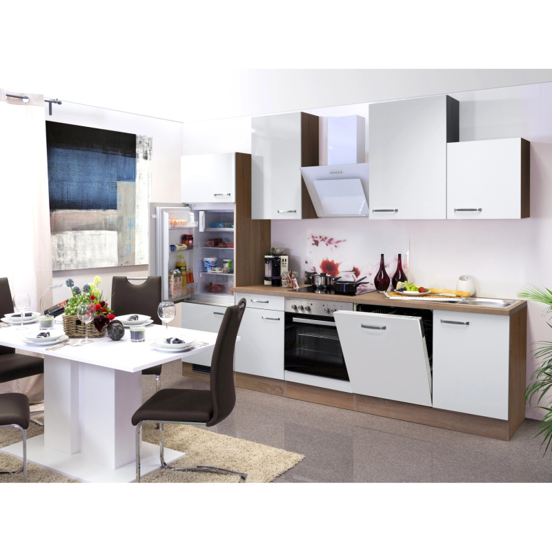 Flex-Well Kuchyně Valero 280 cm/typ 1-lednice/trouba/varná deska/digestoř/myčka