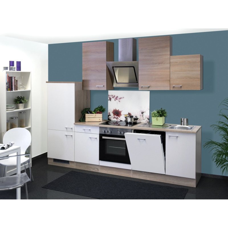 Flex-Well Kuchyně Florida 280 cm/typ 6-lednice/trouba/varná deska/digestoř/myčka