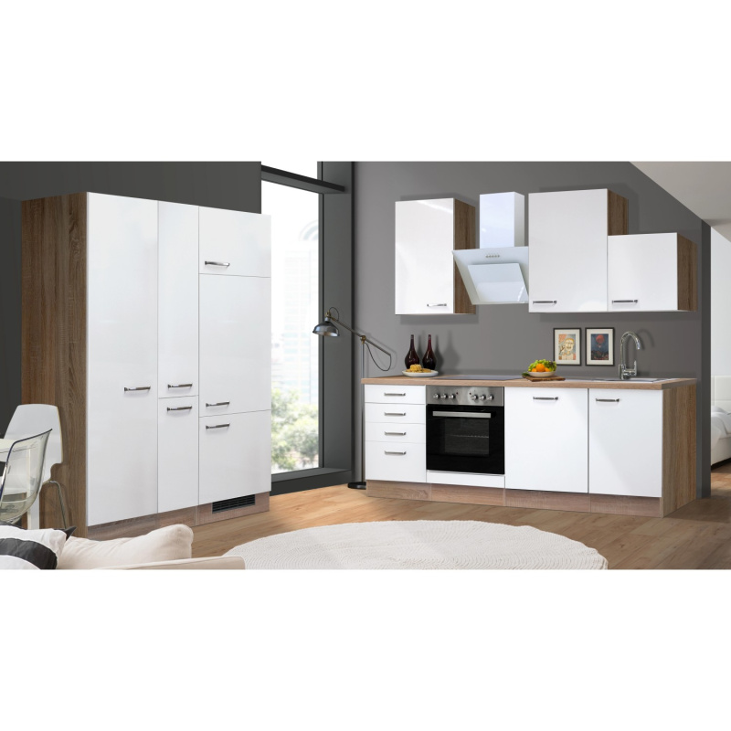 Flex-Well Kuchyně Valero 360 cm/typ 3-lednice/trouba/varná deska/digestoř/myčka