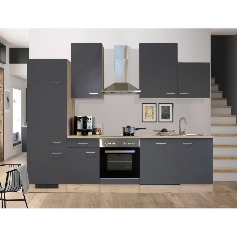 Flex-Well Kuchyně Morena 280 cm/typ 1-lednice/trouba/varná deska/digestoř/myčka