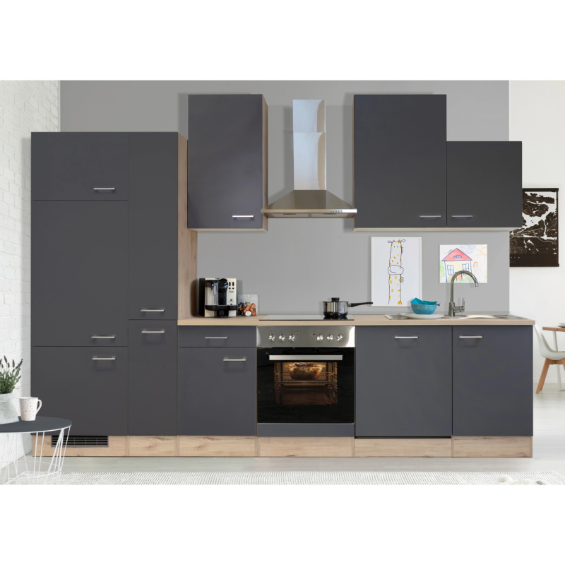 Flex-Well Kuchyně Morena 310 cm/typ 1-lednice/trouba/varná deska/digestoř/myčka