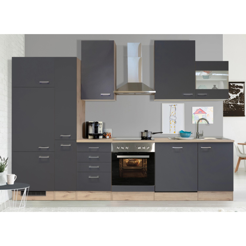 Flex-Well Kuchyně Morena 310 cm/typ 2-lednice/trouba/varná deska/digestoř/myčka