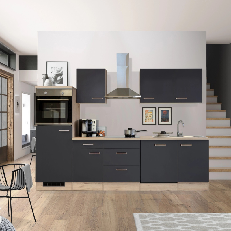 Flex-Well Kuchyně Lara 280 cm/typ 2 - lednice/trouba/varná deska/digestoř/myčka