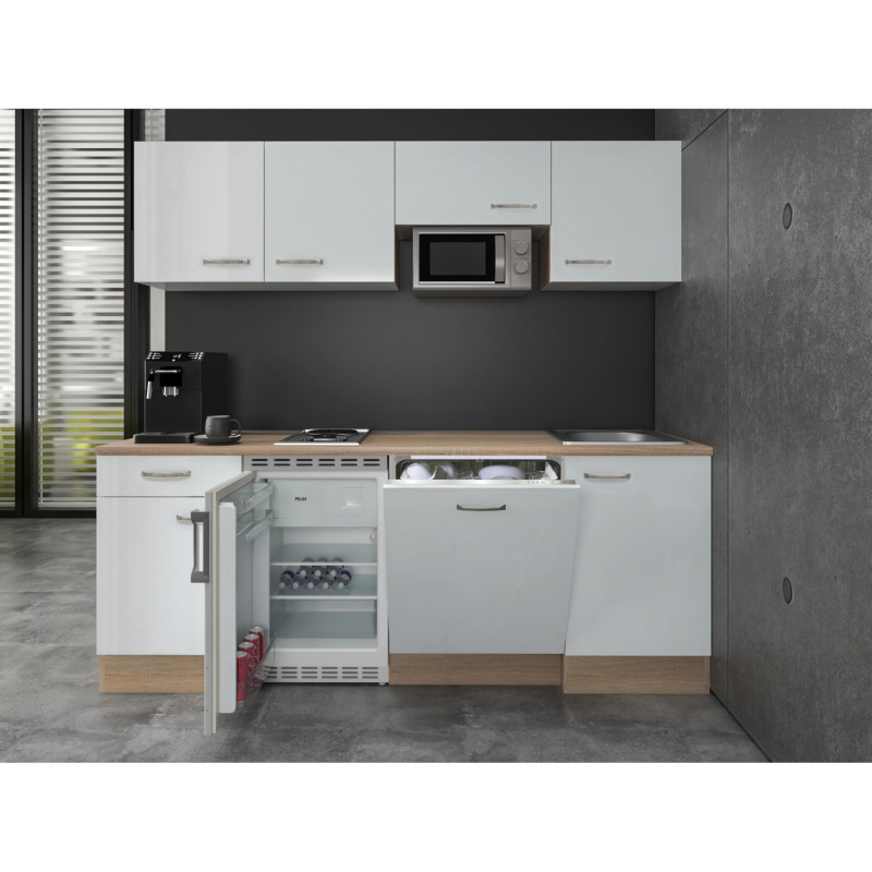 Flex-Well Kuchyně Valero 210 cm/typ 1 - lednice/mikrovlnka/var.deska/myčka