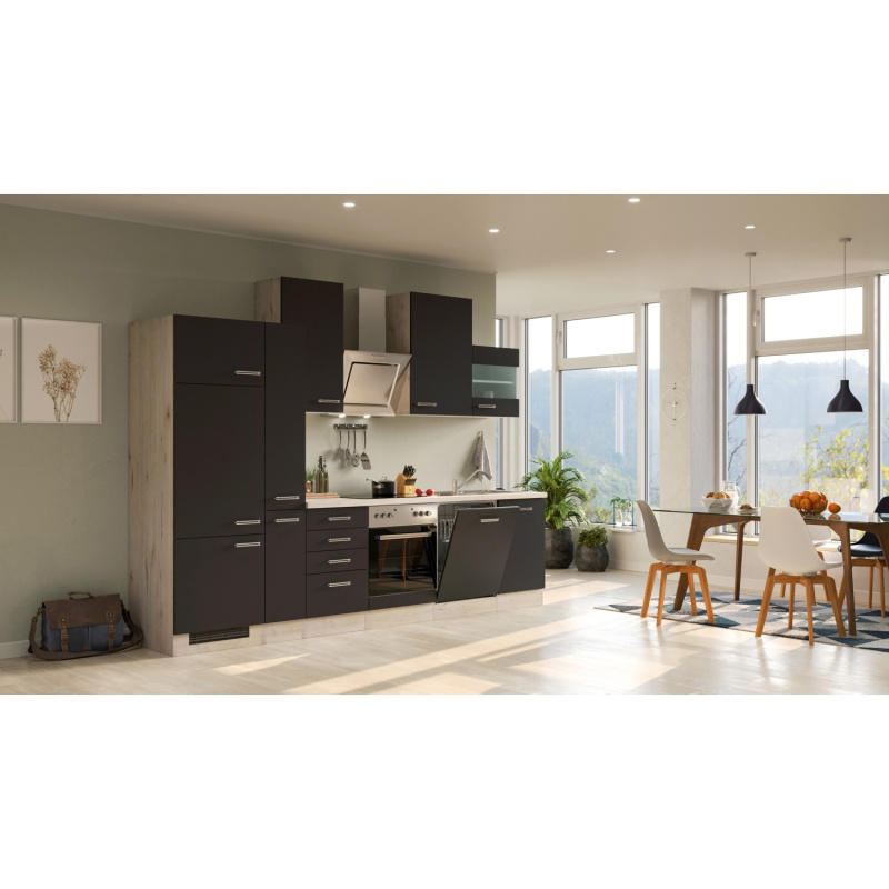 Flex-Well Kuchyně Lara 310 cm/typ 1 - lednice/trouba/varná deska/myčka/digestoř