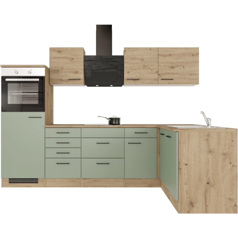 Flex-Well Kuchyně Cara 280x170 cm/typ1-lednice/trouba/var.deska/digst/myčka/dřez