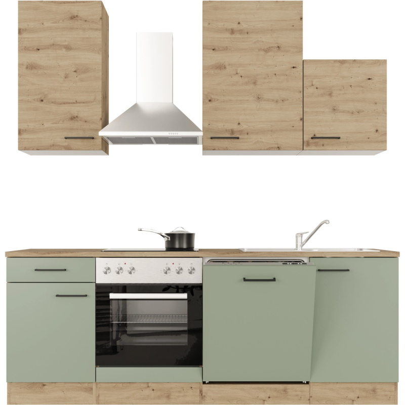 Flex-Well Kuchyňe Cara 220 cm/typ 4 - trouba/varná deska/digestoř/myčka/dřez