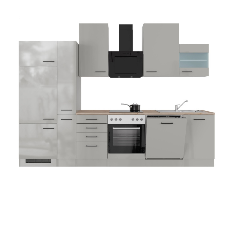 Flex-Well Kuchyně Lund 310 cm/typ 1 - lednice/varná deska/trouba/digestoř/myčka