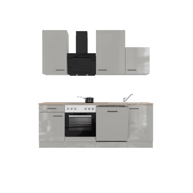 Flex-Well Kuchyně Lund 220 cm/typ 2 - varná deska/trouba/digestoř/myčka