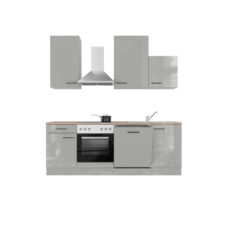 Flex-Well Kuchyně Lund 220 cm/typ 1 - varná deska/trouba/digestoř/myčka