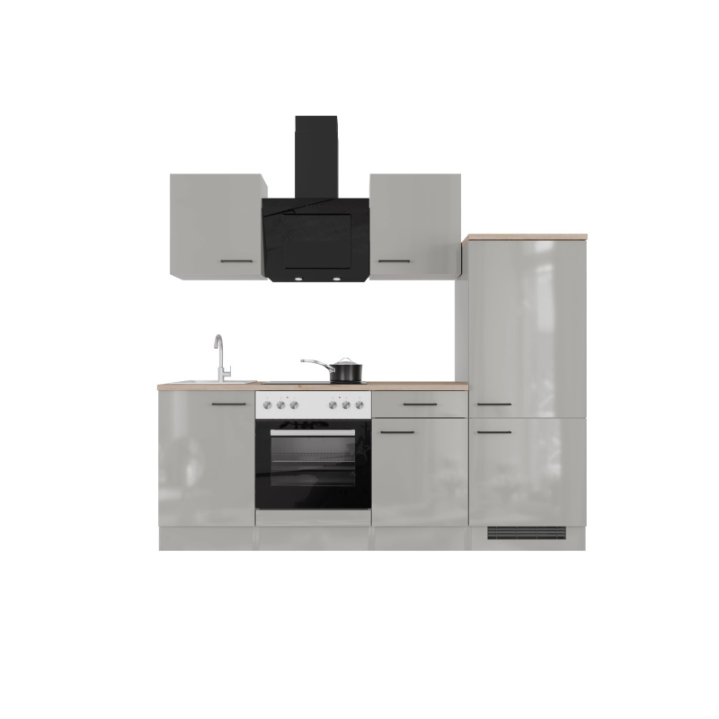 Flex-Well Kuchyně Lund 220 cm/typ 4 - lednice/varná deska/trouba/digestoř