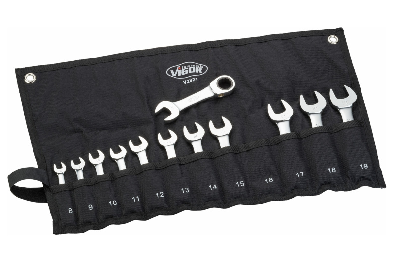 Sada ráčnových očkoplochých klíčů, krátké provedení VIGOR V2821
