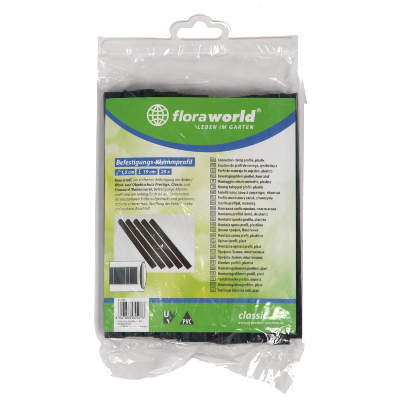 Floraworld Upínací profil pro protipohl. ochranu antracit, 1,5 x 19 cm, 25 ks