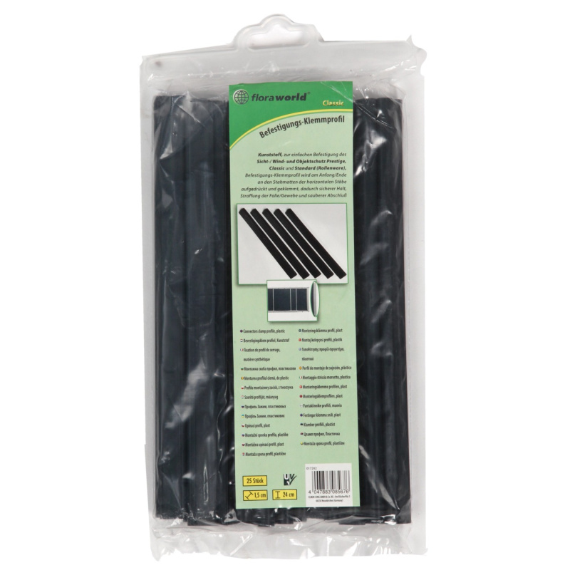 Floraworld Upínací profil pro protipohl. ochranu antracit, 1,5 x 24 cm, 25 ks