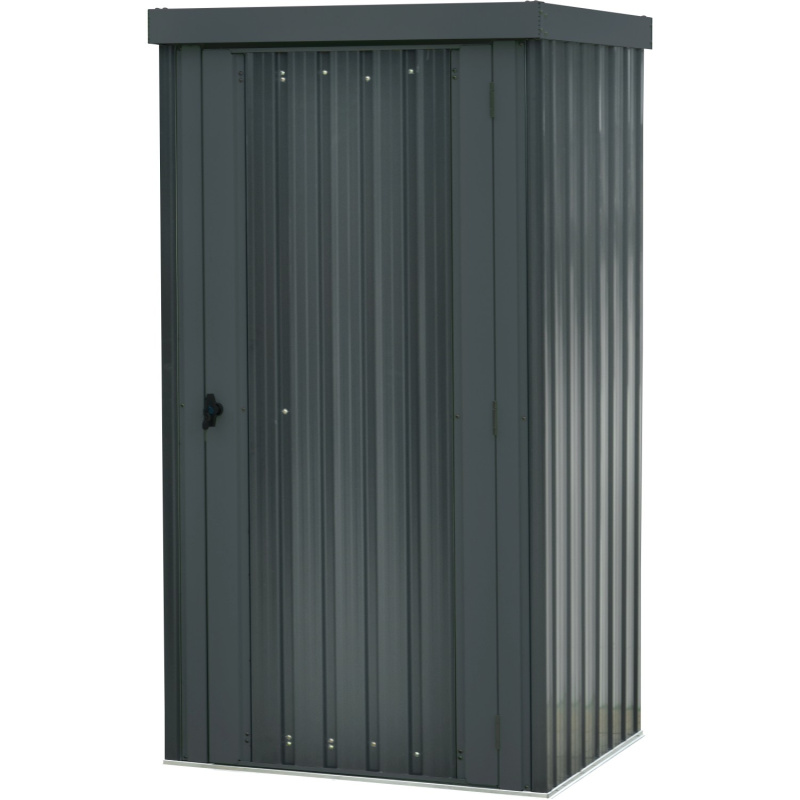 Floraworld Plechový zahradní domek, plochá střecha, antracitová, 98 x 81 cm