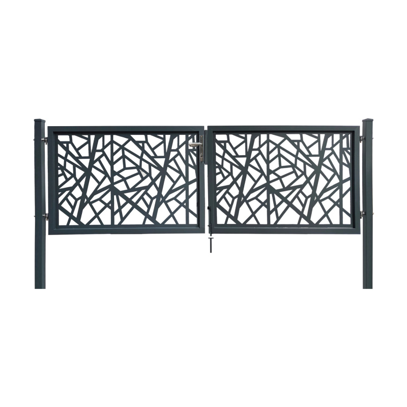 Floraworld Dekorativní dvoukřídlá branka Amsterdam k zabet. antracit 300 x 100cm