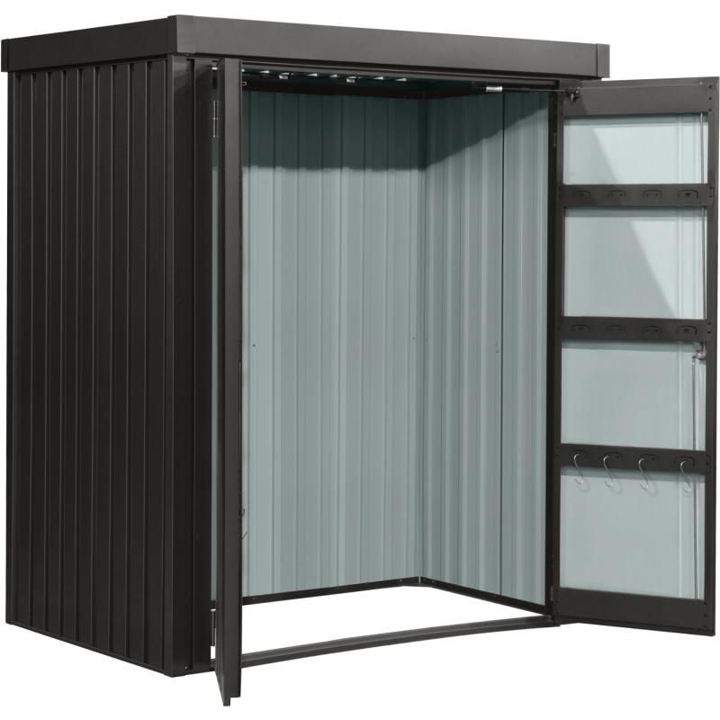 Floraworld Plechová zahradní skříň na nářadí s plochou střech. 153 x 185 x 98 cm