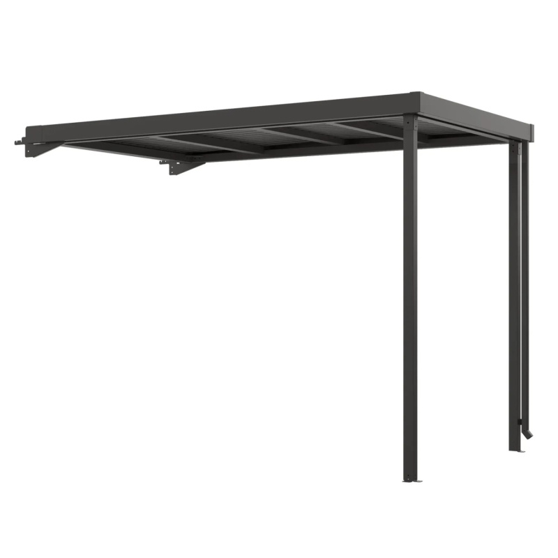 Floraworld Přístavek zahradního domku Premium metalická černá 274 × 194 × 218 cm