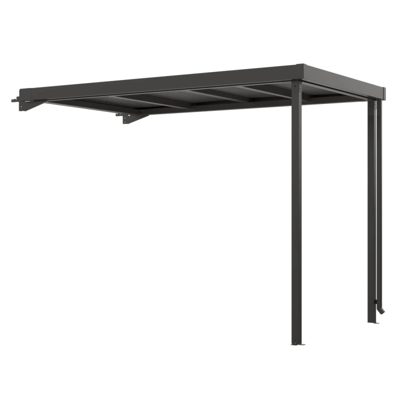 Floraworld Přístavek zahradního domku Premium metalická černá 274 × 314 × 218 cm