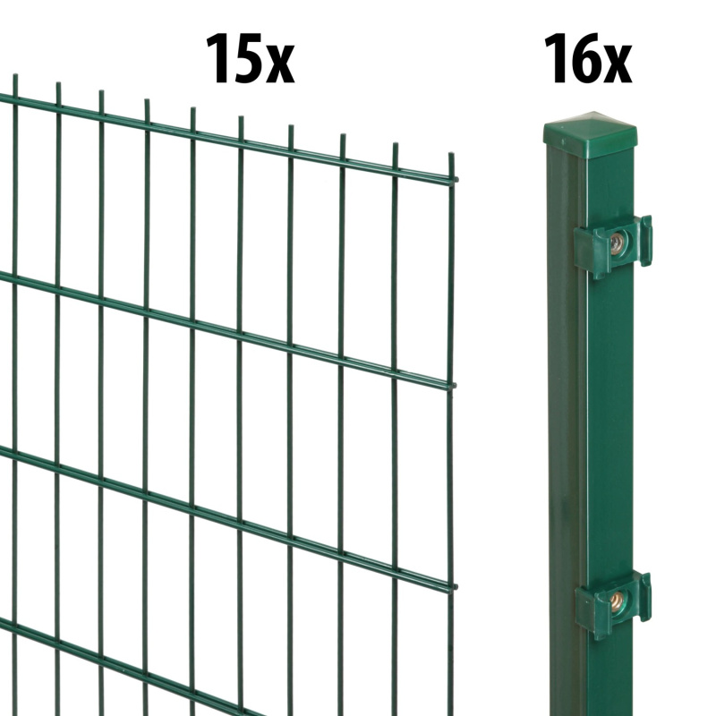Floraworld Kompletní plotový set 2prut. sl.4×4 zabet., zelená, 143 cm, 30 m