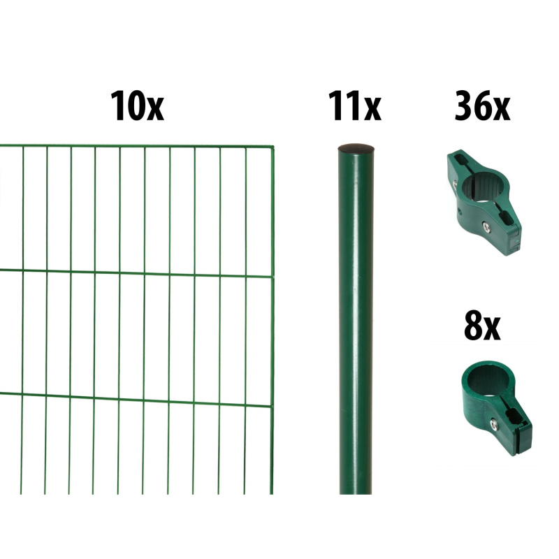 Floraworld Kompletní plotový set 1prut. kul.sl. zabet., zelená, 150 cm, 20 m