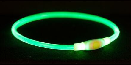 TRIXIE Flash light ring USB, blikací obojek,  S-M: 40 cm/ ø 8 mm, zelená