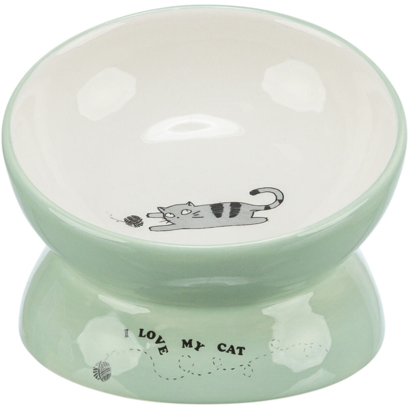 Miska Trixie zvýšená, ergonomická, keramická, šajvějová/bílá 0.15 l/ø 13 cm