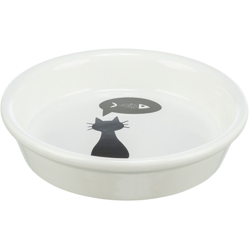 Keramická miska s černou kočkou, s okrajem bílá 0,25 l/13 cm