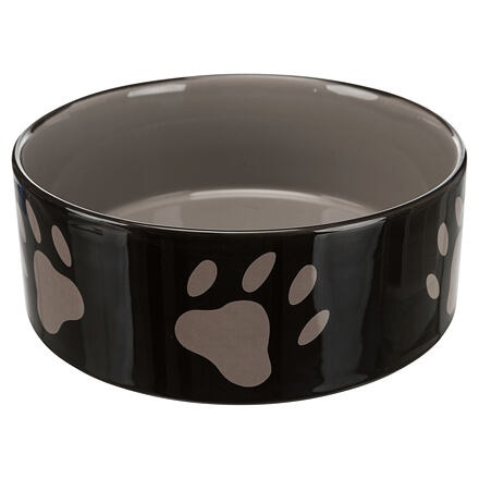 Keramická miska 1,4l/20cm -tmavě šedá + motiv tlapky 0,3 l/ 12 cm