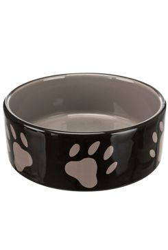 Keramická miska 1,4l/20cm -tmavě šedá + motiv tlapky 0,8 l/ 16 cm