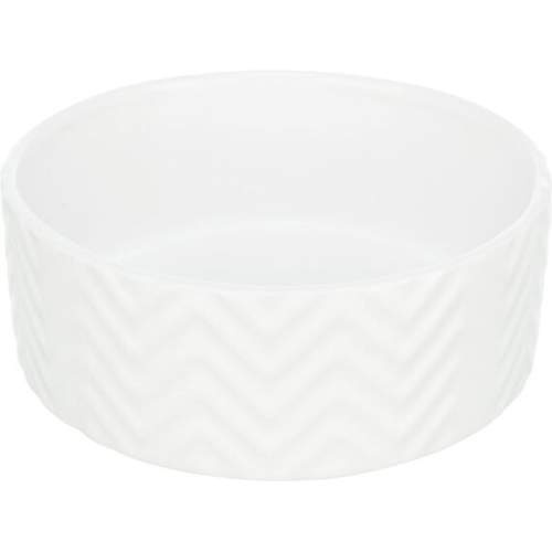 TRIXIE Keramická miska 0,9 l/ø 16 cm, vroubkovaná, bílá Velikost keramické misky: 0,9 l/ ø 16 cm