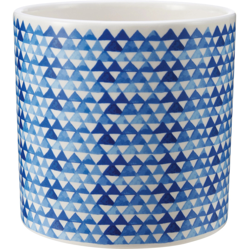 Květináč s motivem moře, trojúhelníky, bílomodrý, keramický, pr. 10,2 cm